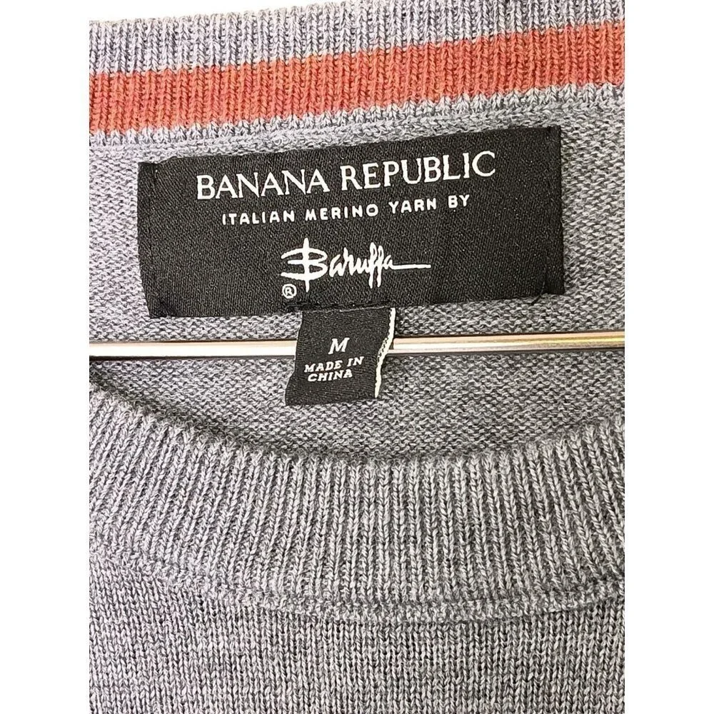 Banana Republic Italian Merino Yarn Baruffa Pullover Sweater Size M Gray